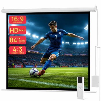 84" Motorized Projector Screen, Electronic Automatic Projection Display, Includes Remote Control