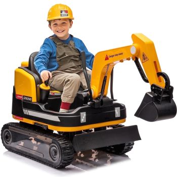 2 IN 1 12V12AH Powered Kids Ride on Excavator Bulldozer 360°Electric Traxcavator 3-Speed w/Music,Toolbox,Remote Control()