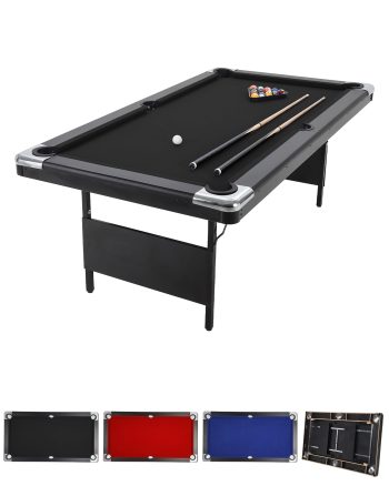 7FT Folding Pool Table, Portable Billiard Set with Balls, 2 Cues, Chalk & Brush – Perfect for Game Room, Basement, Man Cave or Garage