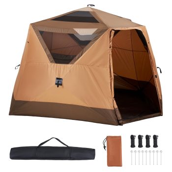 KFFKFF 6-Person Pop-Up Camping Tent with Rainfly, Quick Setup in 60 Seconds, Waterproof Cabin Tent with Large Mesh Windows and Carry Bag for Outdoor Adventures