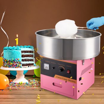 VEVOR Cotton Candy Machine Maker 21 Inch Stainless Steel Bowl, Electric Candy Floss Maker Machine w/Sugar Scoop and Large Storage Drawer for Commercial Home Party Carnival, Pink