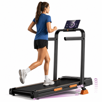 4-in-1 Foldable Walking Pad Treadmill with 16% Incline, 2.5HP Quiet Motor, Handles & 330 lb Capacity - Ideal for Home & Office Use