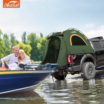 Truck Bed Tent 6.4' ~ 6.7', Upgrade Quick Setup Truck Tent for Camping, 3000mm Waterproof Pickup Truck Tent for 2 Person, Ford, GMC, Toyota, Chevy, Dodge, Nissan,Green