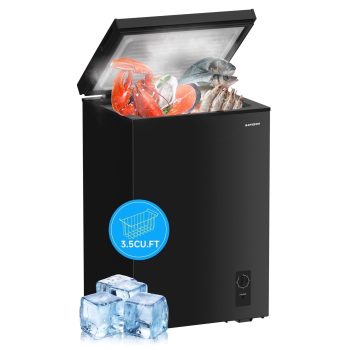 BANGSON 3.5 Cu.Ft Chest Freezer, Small Deep Freezer Energy-Saving Quiet Mini Freezer for Home, Dorm, Apartment, Garage, Kitchen