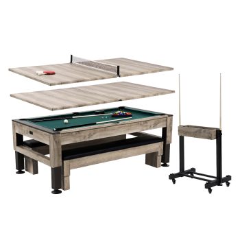 7' Pool Table, 3-in-1 Dining Top & Table Tennis with Game Accessories & Rolling Storage Caddy Westmont Barrington Billiards