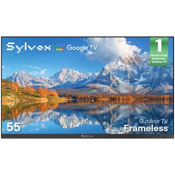 Sylvox 55 Outdoor Smart TV, Ultra Slim Bezel, 4K Google TV with 1000 Nits, IP56 Waterproof, Dolby Atmos, All-Weather Metal Design,Frameless Serie