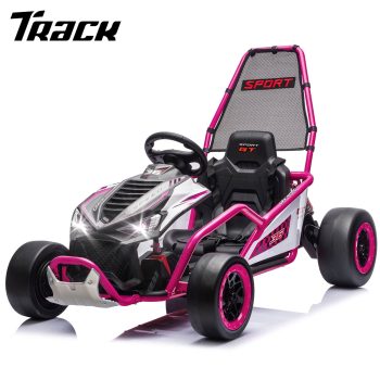 Track Seven 24V Electric Go Kart for Kids, Drift Crazy Cart with 400W Motors, Max 7 Mph, Protective Roll Cage, Metal Frame, 5-Point Harness, Bluetooth, 24V Ride on Toy Car Kart for Kids Aged 6+