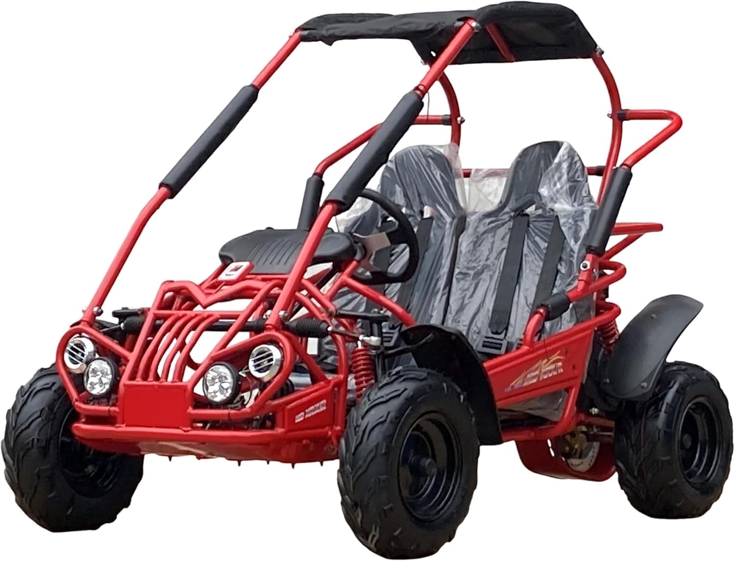 TRAILMASTER Mid XRX/R - Deluxe Go Kart Buggy with Reverse, Full roll cage and Safety Harness, Ages 10 and up, 196 CC Electric Start. (Red)
