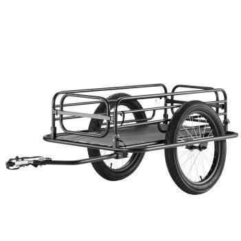 Bike Cargo Trailer, Heavy Duty Carbon Steel Bicycle Wagon Cart With Universal Hitch And Quick Release Wheels For Outdoor Camping Touring Grocery Hauling, Modern Utility Style, Black, 1 Piece