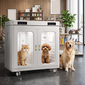 PartyKindom White Pet Dryer Box for Large Dogs with Automatic Temperature Control