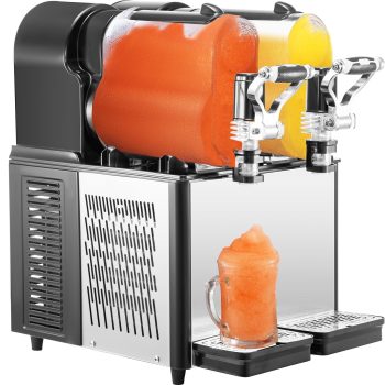 VEVOR Commercial Slushy Machine, 3Lx2 Double Tank Frozen Drink Machine, 24 Cups Stainless Steel Margarita Smoothie Frozen Drink Maker, Slushie Maker