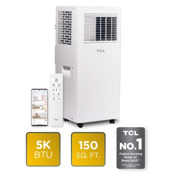 TCL 5,000 BTU 150 Sq ft Smart Portable Air Conditioner, Fan & Dehumidifier with Install Kit () - W5P93-5