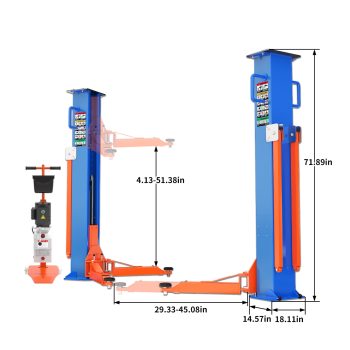 Apexyun 8000LBS Portable 2 Post Car Lift 220V Hydraulic Foldable Auto Hoist Mobile Vehicle Lift for Garage Workshop