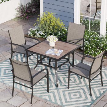 Sophia & William 5 Piece Patio Dining Set Patio Dining Table and 4 Textilene Chairs