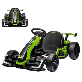 Goldensoil 24V Electric Go Kart for Kids, 300W Motor, 8.5MPH, 4 Speed Modes,LED Lights,Music