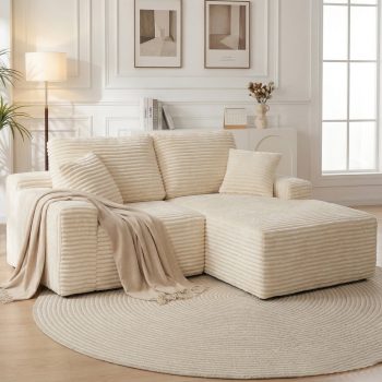 Sonovafurn 74" L Shaped Sofa Modern Oversized Boneless Couch Sectional Modular Sofa Cloud Couch for Living room, No Assembly, Corduroy