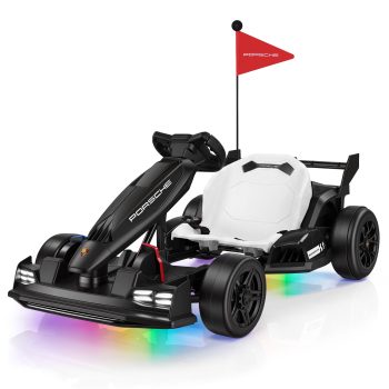Licensed Porsche 36V Electric Go Kart for Kids,600W Drift Ride on Toys Ages 6-12, Adjustable Seat,LED Lights, 2 Speed Mode