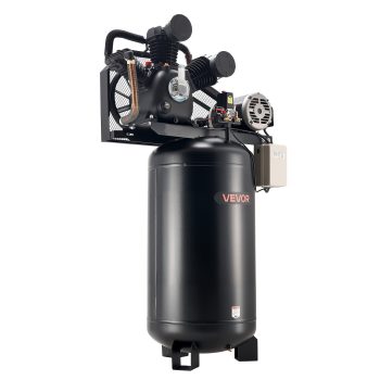 VEVOR 80 Gallons Heavy-Duty Air Compressor, 10HP 17 SCFM at 90PSI Air Compressors Max 175PSI, Oil-Lubricated Compressor Tank for Industrial Manufacturing, Large Workshops (230V 3-Phase, No Plug)