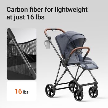 Mamazing Baby Stroller Air Lux Carbon Fiber 15.9 lbs Lightweight Compact Fold Reversible Seat with UPF 50+ Canopy for Infant Toddler