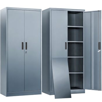 BESFUR Metal Garage Storage Cabinet with Locking Doors and 4 Adjustable Shelves, Tall Storage Cabinets, Tool File Lockable Cabinet for Garage Office Warehouse Shop(71”H)