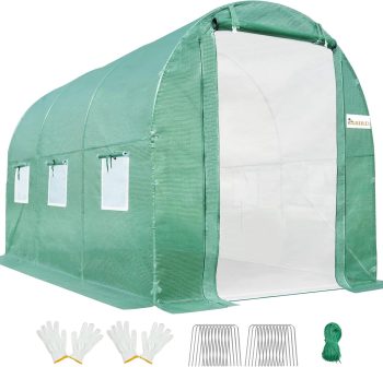 KING BIRD 10x6.6x6.6FT Upgraded Large Walk-in Greenhouse Heavy Duty Galvanized Steel Frame Zippered Screen Door 6 Screen Windows Tunnel Garden Plant Hot Green House Green