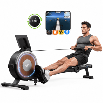 MERACH Self-Powered Rowing Machine, Magnetic Rower for Home Use, 16 Levels of Quiet Resistance, Dual Slide Rail, App Compatible, 350lb Weight Capacity