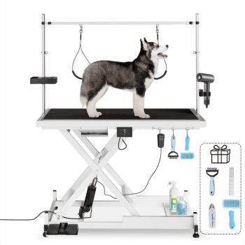 MMGW Electric Pet Grooming Table Height Adjustable 8-36 Inch, White