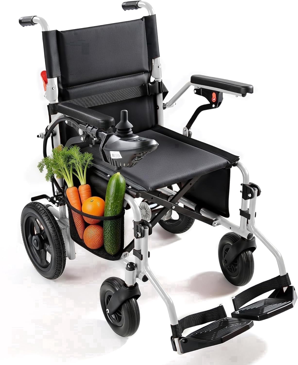 Zygenair Lightweight Foldable Electric Wheelchair for Adults, Motorized Power Chair with Removable Battery, 330 lbs Capacity, 15-Mile Range, 12° Climb, Silver