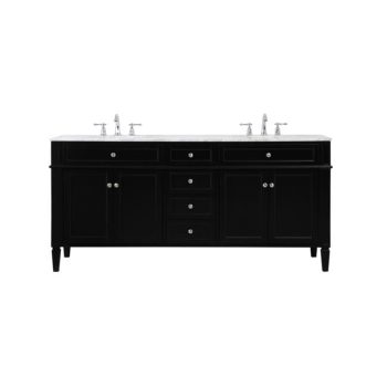 72 in. Double Bathroom Vanity in Black