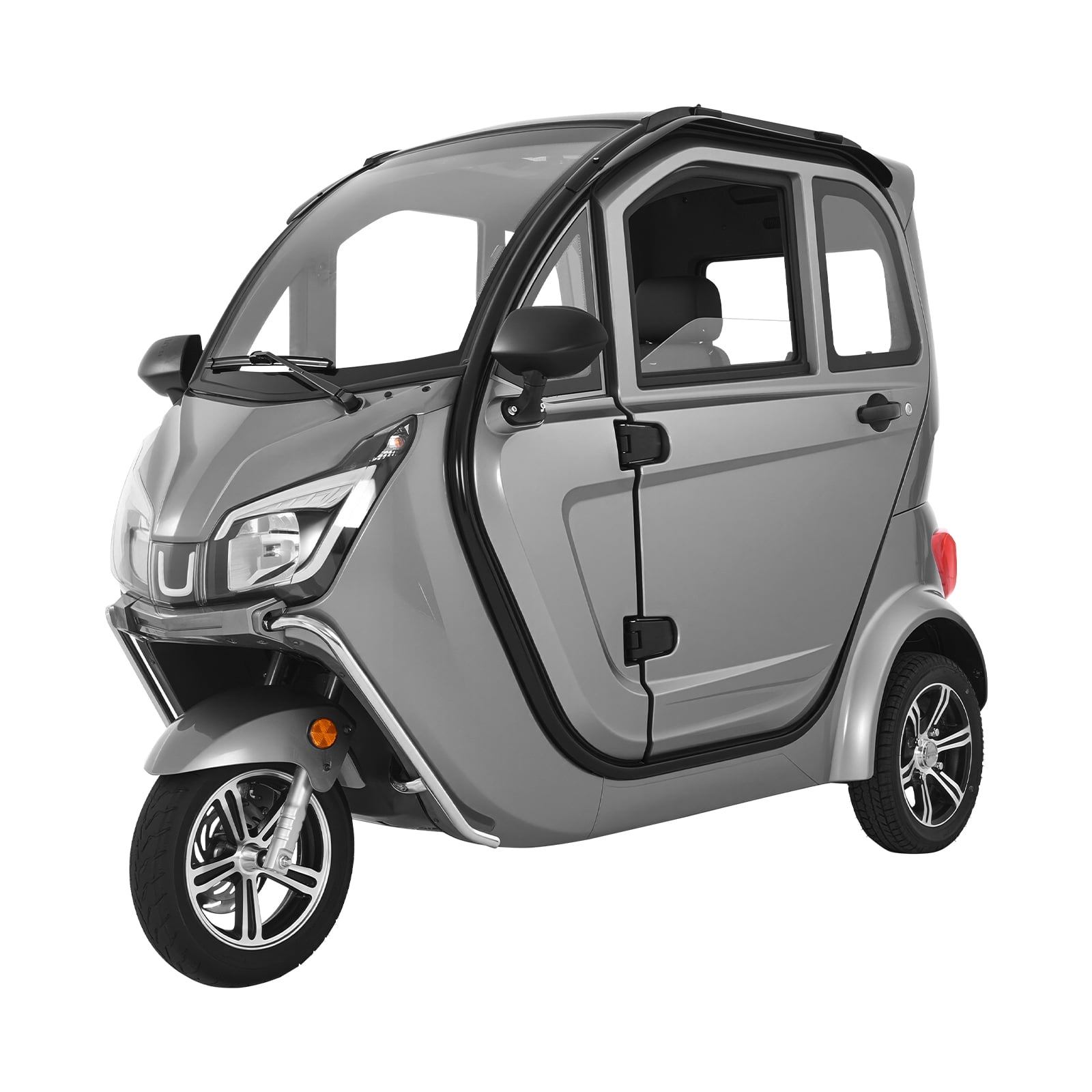 KFFKFF 3-Wheel Enclosed Electric Mobility Scooter for Seniors and Adults, 650 lbs Load Capacity, 3-Passenger Recreational Vehicle with 37-Mile Range and Remote Control, Designed for Shopping