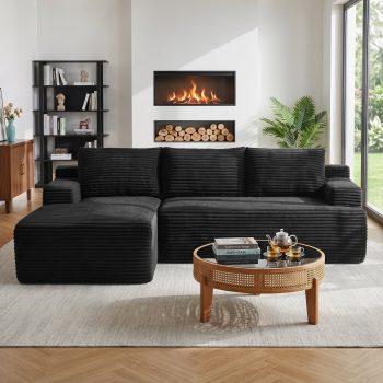 Vanress 96 Inch Modular Sectional Couches for Living Room, Modern Boneless Sofa, Upholstered Deep Seat Cloud Couch, Corduroy Comfy L-Shape Sofas Couches, No Assembly, ()