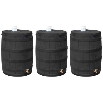 Good Ideas Rain Wizard 50 Gallon Plastic Barrel Water Collector, (3 Pack)