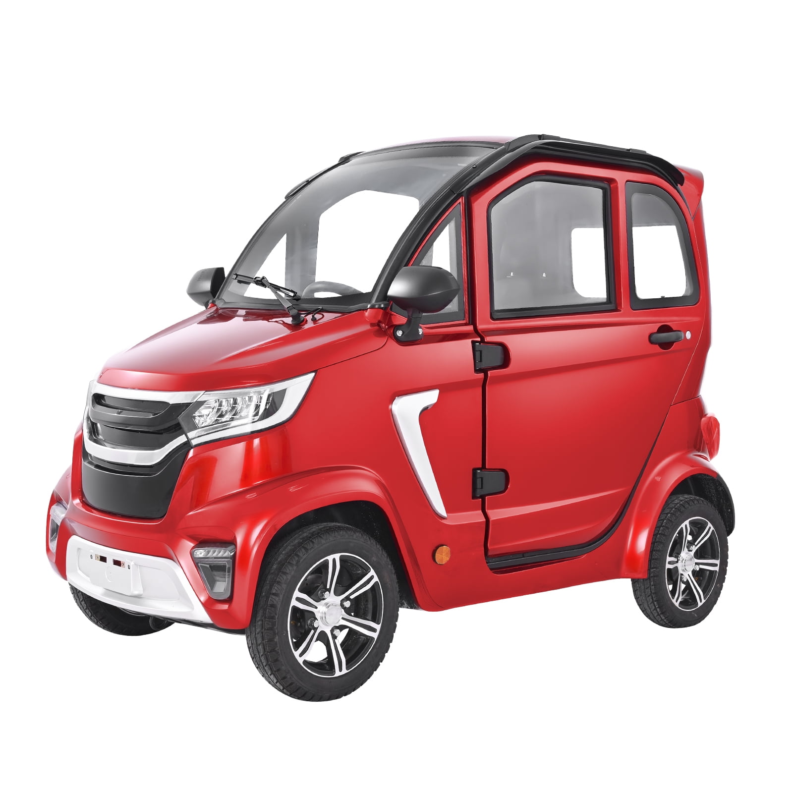 KFFKFF 4-Wheel Enclosed Electric Mobility Scooter for Adults and Seniors, 660 lbs Capacity, 3-Seater Recreational Vehicle with 45-Mile Range, Remote Unlock, and All-Terrain Design for Travel