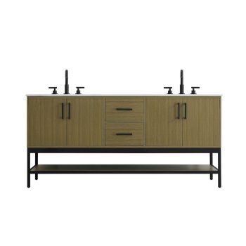 Elegant Kitchen and Bath 72 Inch Double Bathroom Vanity In Chestnut Brown