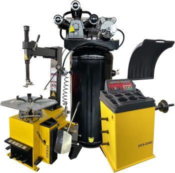21'' Rim 1.5HP Tire Changer and 24'' Rim Tire Balancer Combo and 5HP Air Compressor w/ 60Gal ASME Tank for Tire Repair and Wheel Balancing Garage Shop Equipment w/ 1 Year Full Warranty