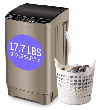 17.7 lbs Compact Full Automatic Washing Machine with Drain Pump, 10 Wash Programs and 8 Water Levels, Small Front Load Washer for Apartment Dorm RV Camping, Gold