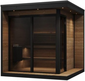 SaunaLife GL6 Outdoor Sauna Kit, Garden Luxury-Series Outdoor DIY Sauna Kit, Thermo-Spruce, up to 6 Persons Bundles (Sauna Heater and Sauna Stones Included) (HIVE MINI 11 WiFi - Black)