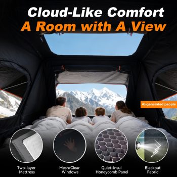 Naturnest Sirius 2 ABS Hard Shell Roof Top Tent with Skylight Window & Aluminum Ladder, Weather‑Resistant Vehicle Camping Tent for SUV Truck Van Jeep