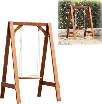 PartyShine Swing Set Wooden A-Frame Freestanding Indoor Outdoor Single Swing Chair