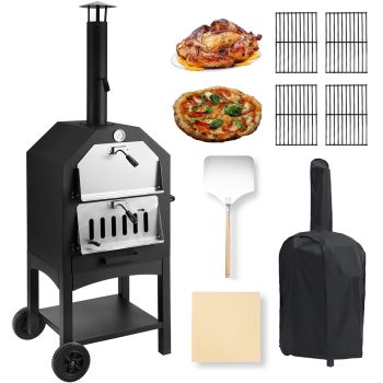 Artbros Outdoor Pizza Oven, Wood-Fire Pizza Oven with Pizza Stone and Waterproof Cover