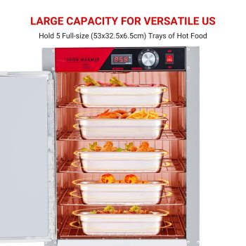 TROPOW Hot Box Food Warmer, 850w Food Warmer Cabinet/Proofing Cabinet with Water Tray, Suitable for 1/1 Size Food Pans, Ideal for Restaurant Pizza, Chicken, Patty, Pastry