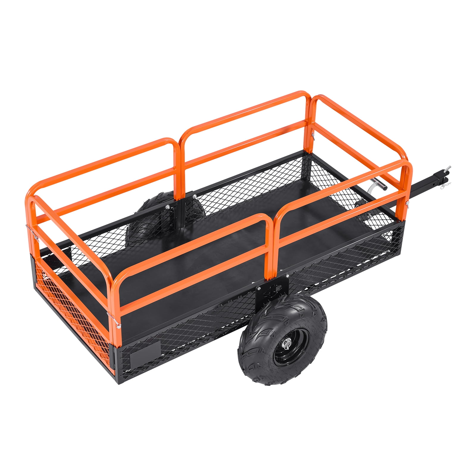 KFFKFF Garden Utility Trailer, 22 Cu. ft & 1600lbs Capacity, Tow-Behind Steel Dump Cart with Removable Rear Panel, Yard Trailer for Lawn Mowers