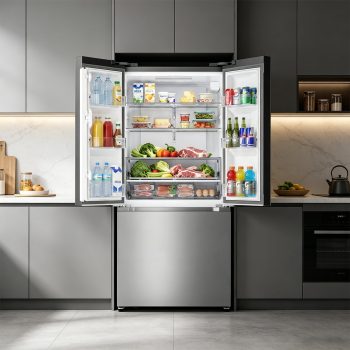 ICYBER BOOM 27.4 cu ft French Door Refrigerator, Stainless Steel, Auto Defrost, Ice Maker & Water Filter, Dual Zone, Energy Efficient, for Home Kitchen