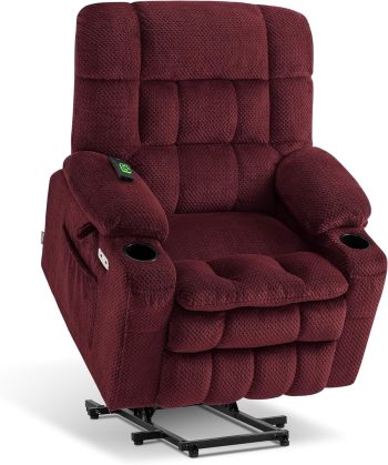 MCombo Small Dual Motor Power Lift Recliner for Elderly, Infinite Position, Fabric 7893