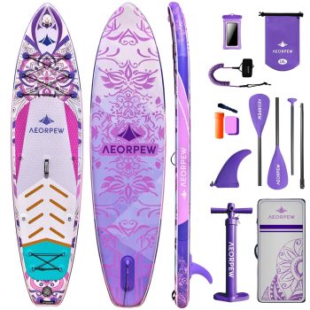 AEORPEW 34'' Wide Inflatable Paddle Board for Women with Premium Paddle Boards Accessories, Adj SUP Paddle, 100L Backpack, Suitable for Versatile SUP Boards of All Skills Levels