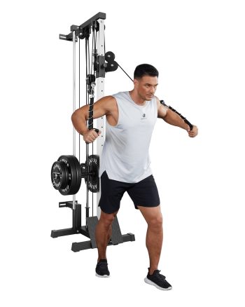 COZONY Wall Mount Cable Machine, LAT Pulldown & Cable Crossover with 19-Position Dual Pulley System for Home Gym,Black