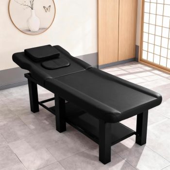 Hemousy Professional Stationary Massage Table, 27.5'' W × 72.8'' L PU Leather Facial Bed with Metal Frame, Adjustable Backrest for Physical Therapy, Barber and Beauty Salons