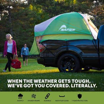 Backroadz Truck Tent 13 Series | Pickup Truck Bed Camping Tent | Rainfly for Water Protection | Sturdy and Spacious 2-Person Truck Bed Tent | Easy 10-Minute Setup | Green/Gray