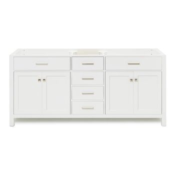 DKB Alenza 72-Inch Double Bathroom Vanity Base Cabinet, Double Sink Configuration, 2 Soft Closing Doors, 4 Full Extension Dovetail Drawers, Polished Chrome Hardware