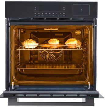 24" Electric Wall Ovens with 8 Baking Modes 2.5Cu.ft Built-in Electric Ovens with Air Frying Function 3000W Touch Control Double-Layered Glass Door Silver